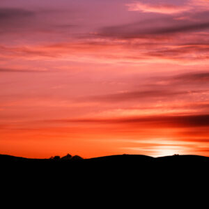 Gortin County Tyrone at Sunset Red and Orange Sky